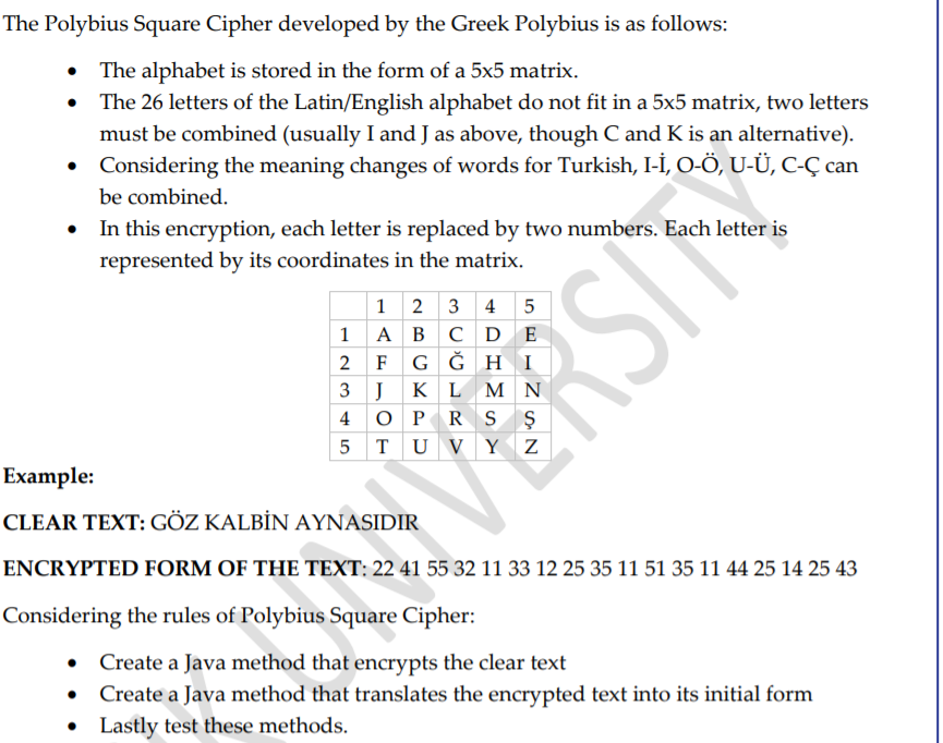 I WANT THE JAVA CODE The Polybius Square Cipher developed by the