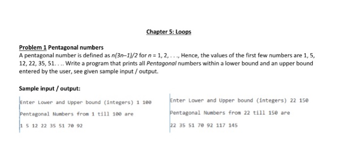  solve it in C++ plz Chapter 5: Loops Problem 1 Pentagonal