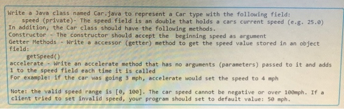  write a Java class named Car.java to represent a Car type