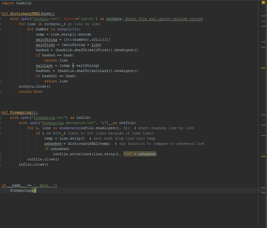  This is my python code to dictionary attach the formspring hash