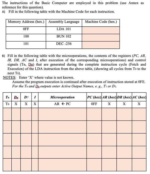  The instructions of the Basic Computer are employed in this problem
