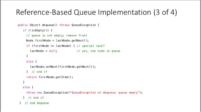 code about quene // queue operations public boolean isEmpty) return lastNodenull end