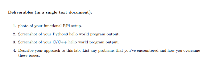 This lab focuses on setup of the RPi that you will use