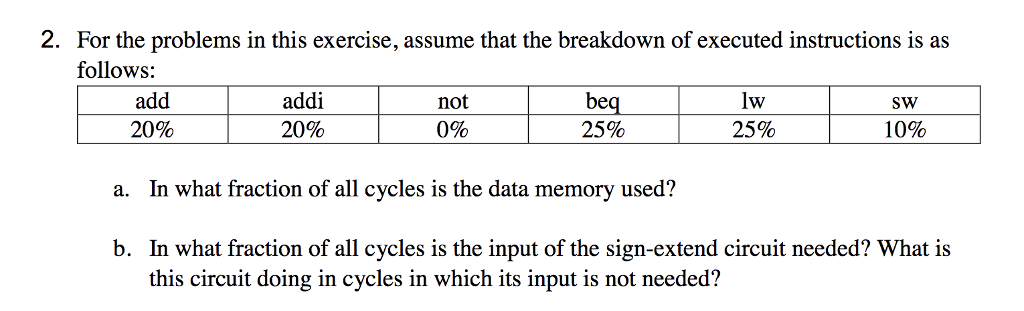  2. For the problems in this exercise, assume that the breakdown