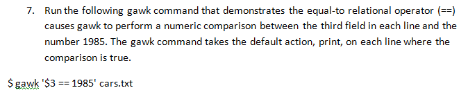 Copy and paste your gawk program/command and screen output in a text