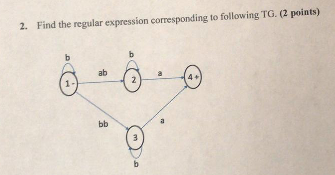  Please show your work 2. Find the regular expression corresponding to