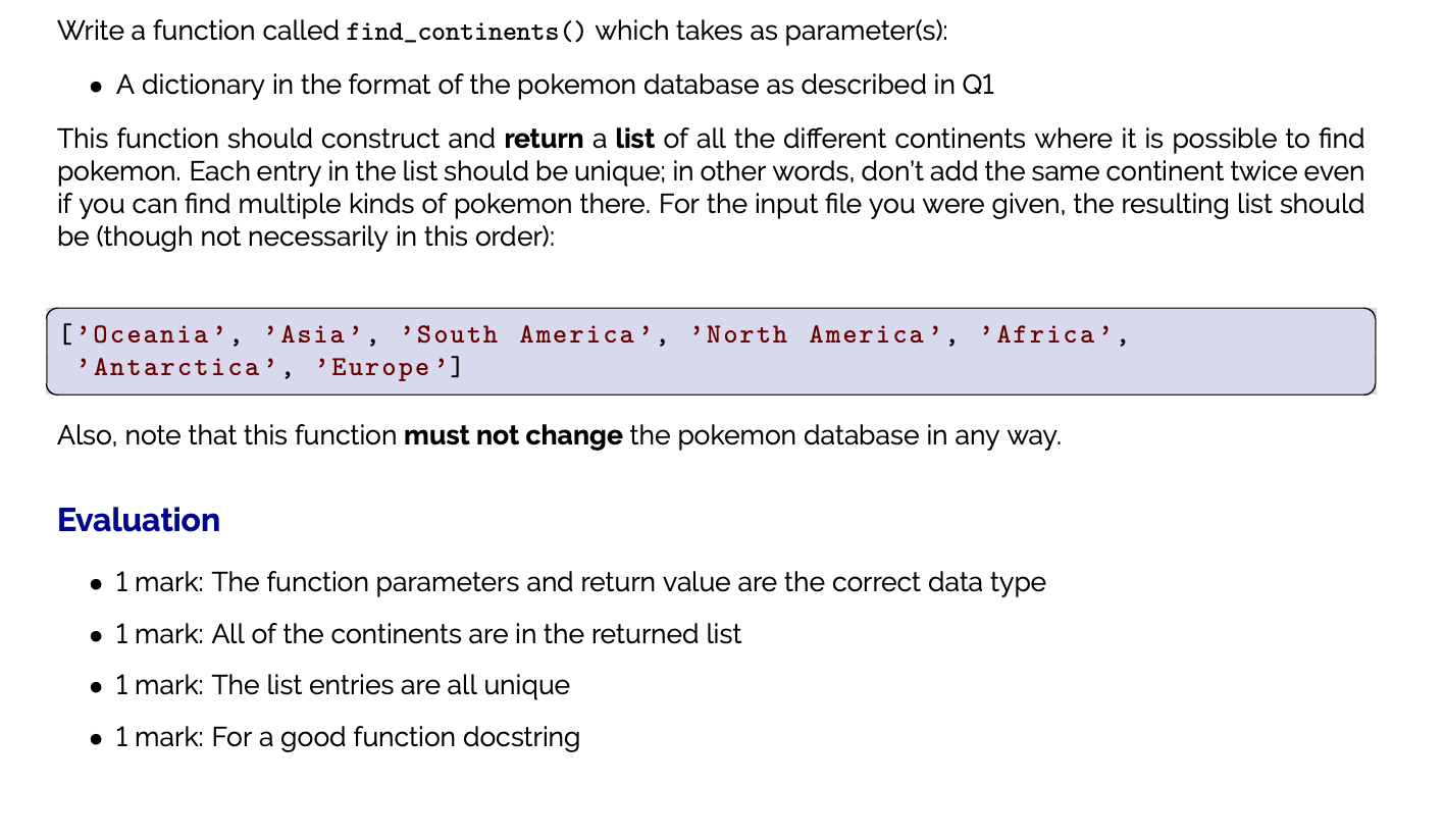 in python please This is my codes for the question 1 bulbasaur,grass,South
