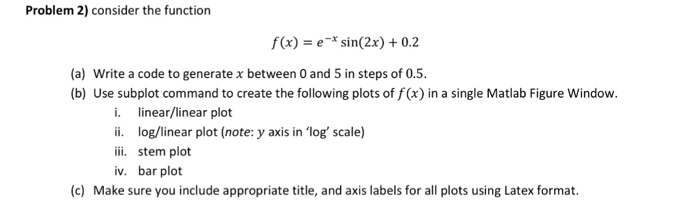  Please perform the following using matlab Consider the function f(x) =