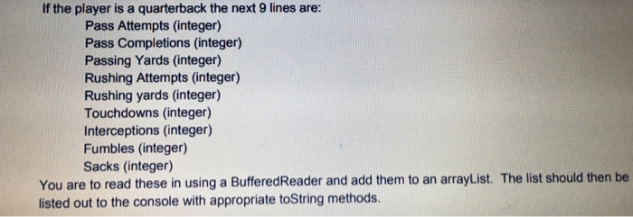 are to make a set of classes that describe a football player's