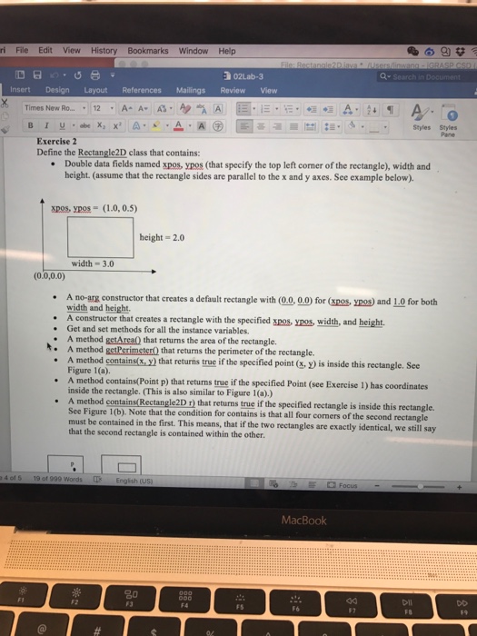  e2 Define the Rcctanglc2D class that contains: Double data fields named