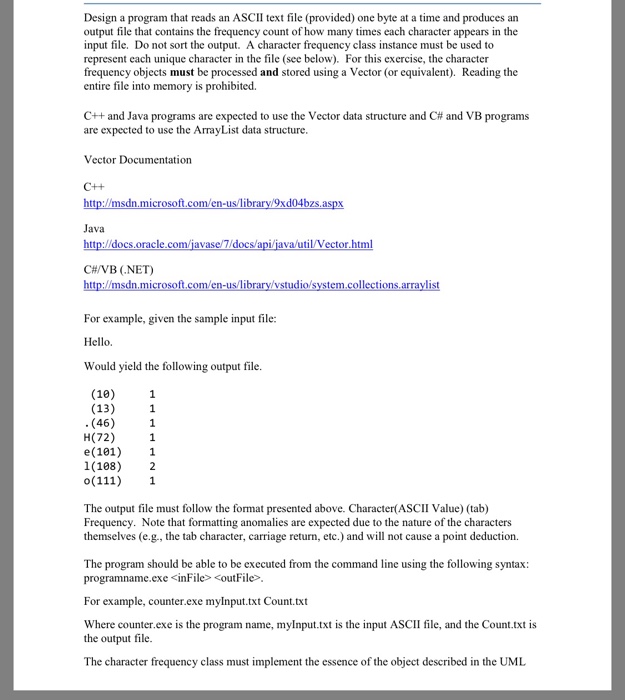  Using c# please Design a program that reads an ASCII text