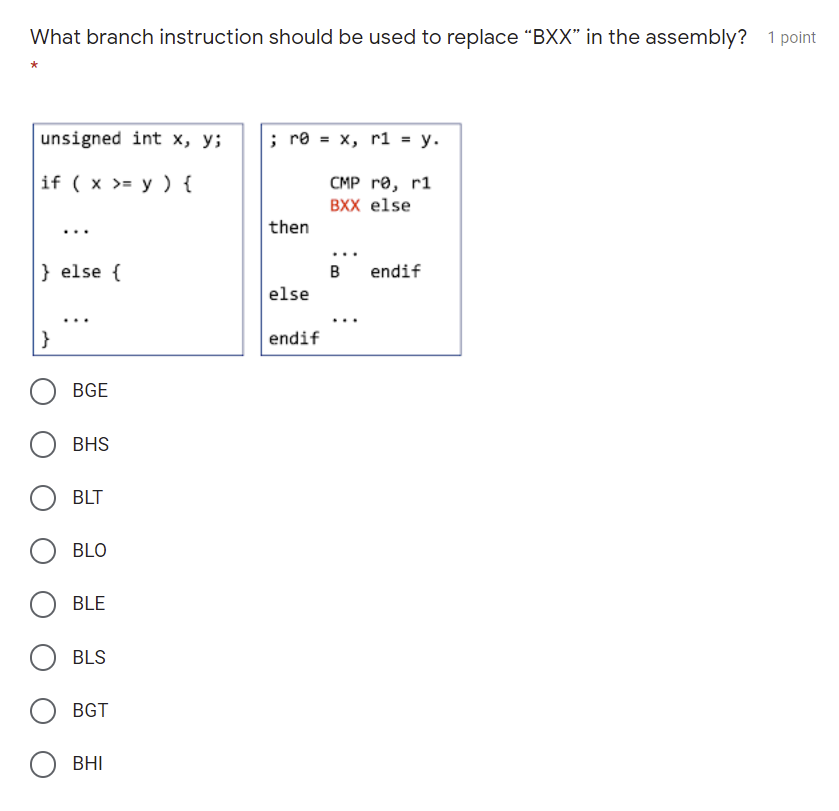are compared. * True False 1 point What should BXX1 and BXX2