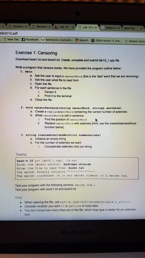  please write the code in c++. and follow the instructions given