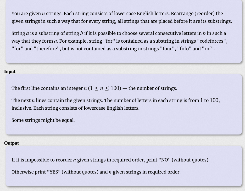  You are given n strings. Each string consists of lowercase English