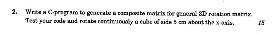  Write a C-program to generate a composite matrix for general 3D