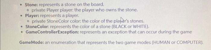 player classes ConsoleUI: responsible for handling user inputs and outputs to the