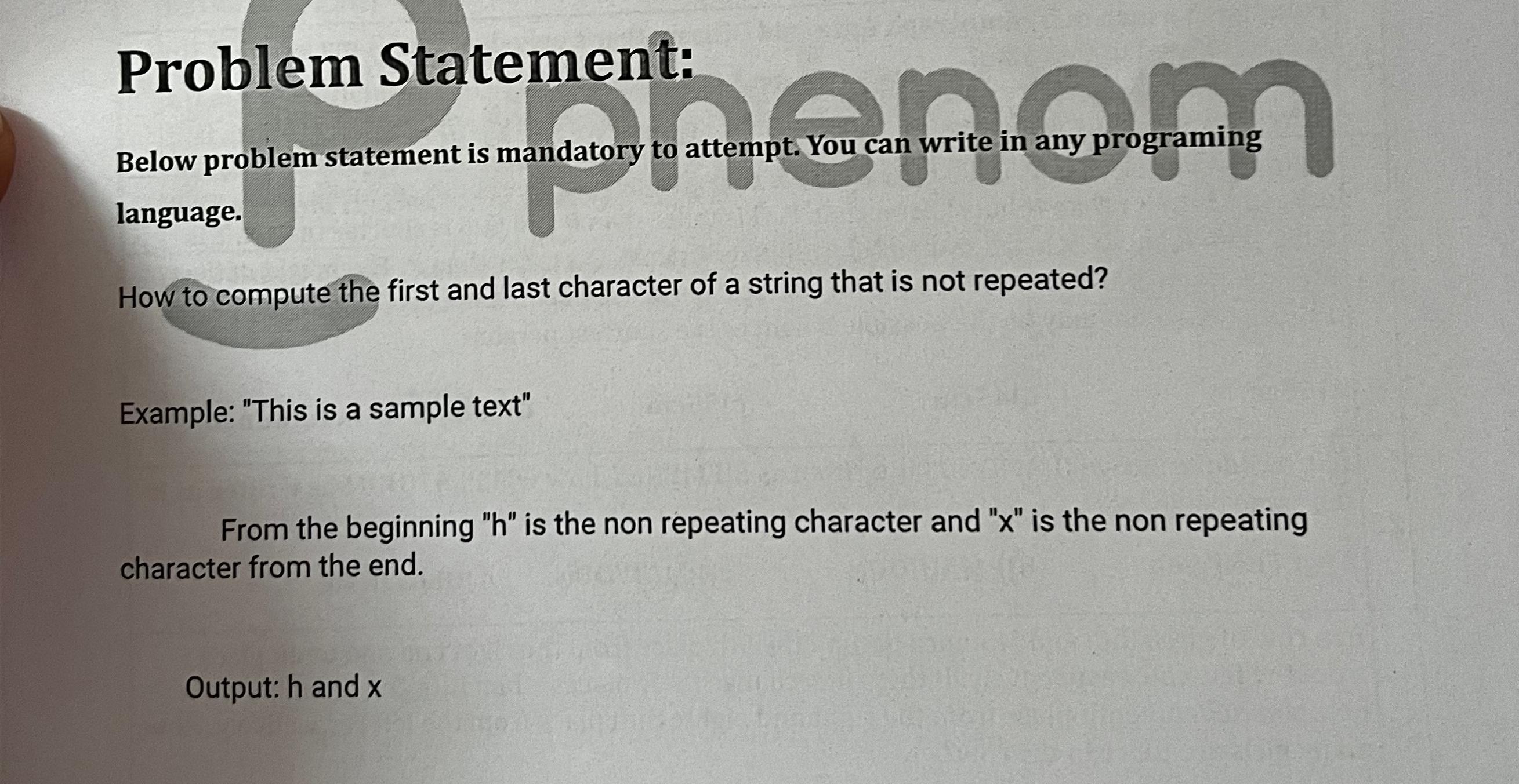 Problem Statement: Below problem statement is mandatory to attempt. You can