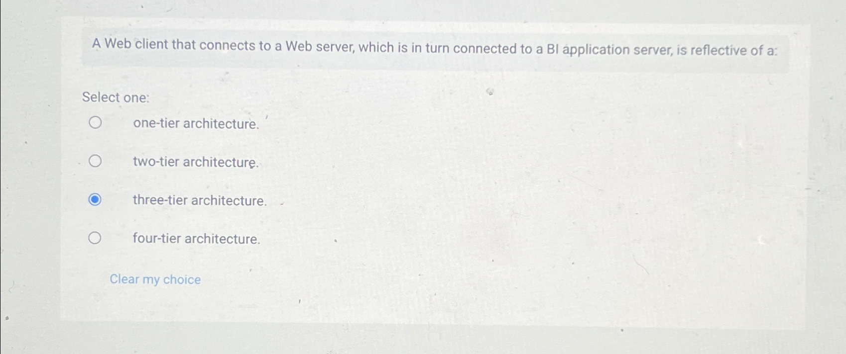  A Web client that connects to a Web server, which is