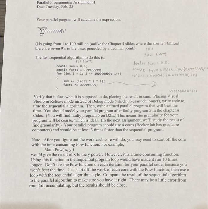 create a parallel program in C# using 4 cores Parallel Programming Assignment