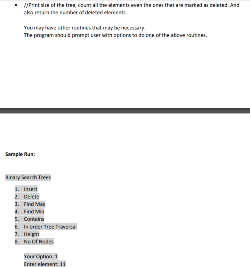 search tree class with lazy deletion that has TreeNode as nested class