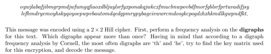 The digraph analysis i did shows the digraphs "md" occuring 5 times,