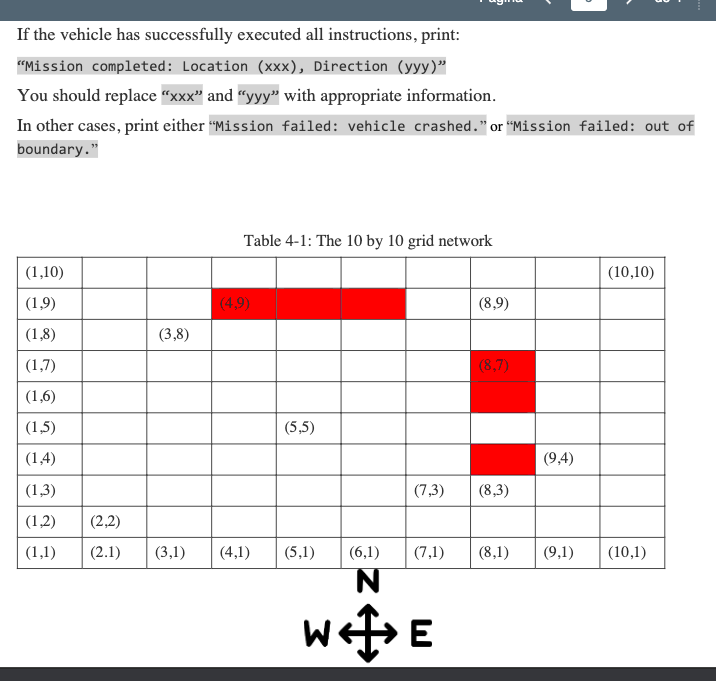 left (L) advance (A) At any time, the vehicle can face one
