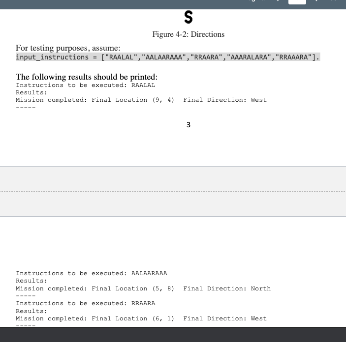 of the following four directions: north, east, south, and west. If the