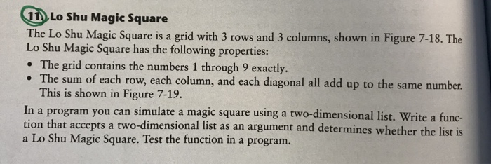  For Python Program 1 Lo Shu Magic Square The Lo Shu