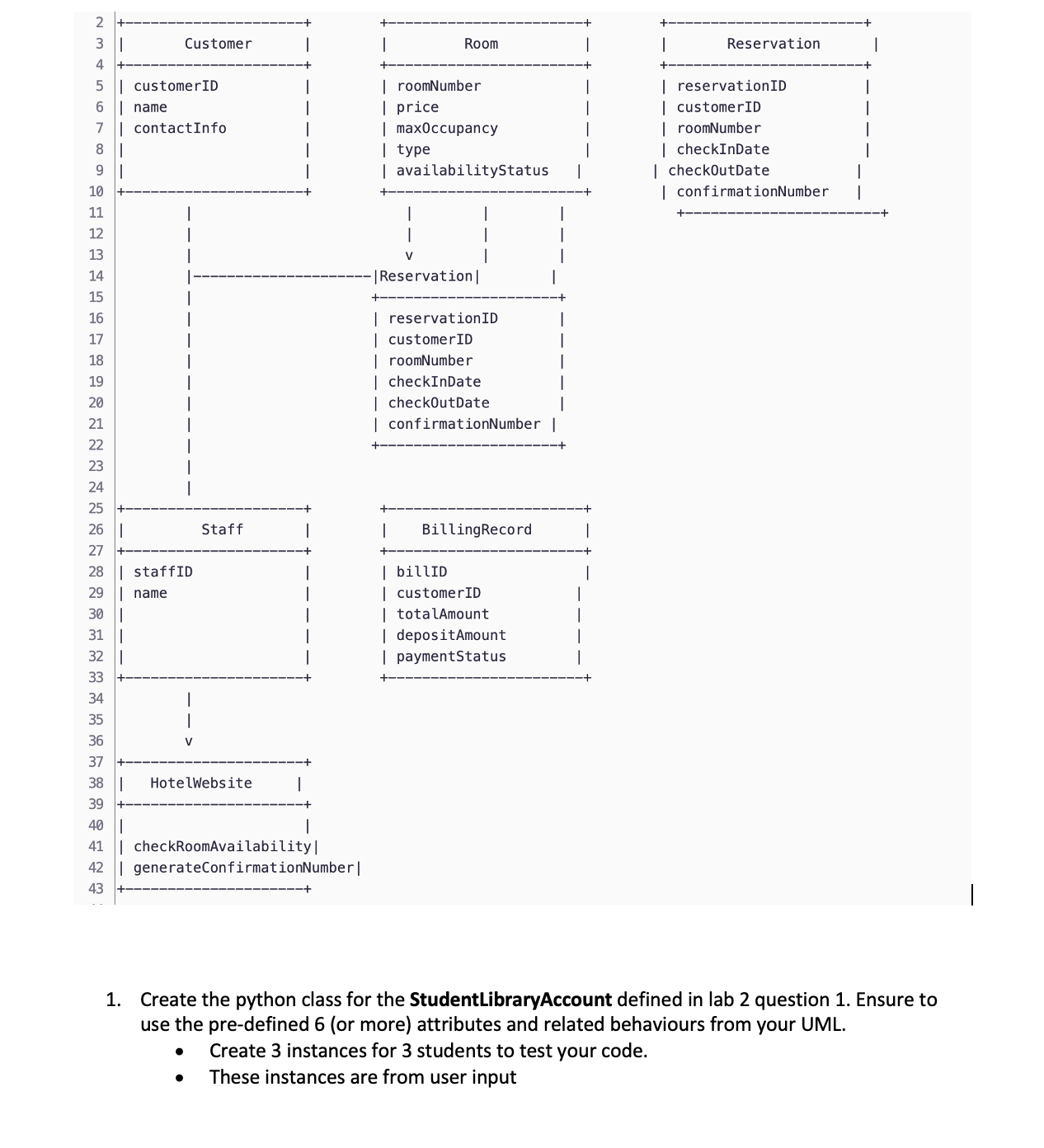  Create the python class for the StudentLibraryAccount defined in lab 2