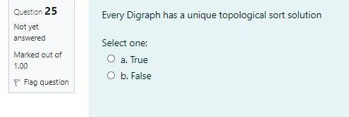 Analysis And Design Of Algorithms Question 25 Every Digraph has a