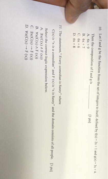  10. Let fand g be the function from, the set of