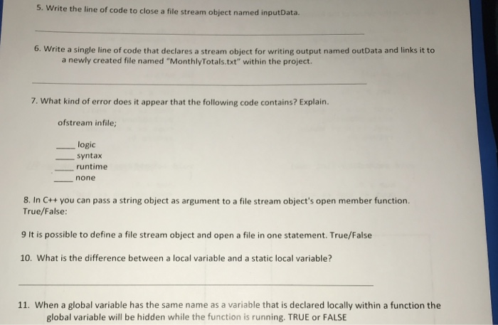  5. Write the line of code to close a file stream