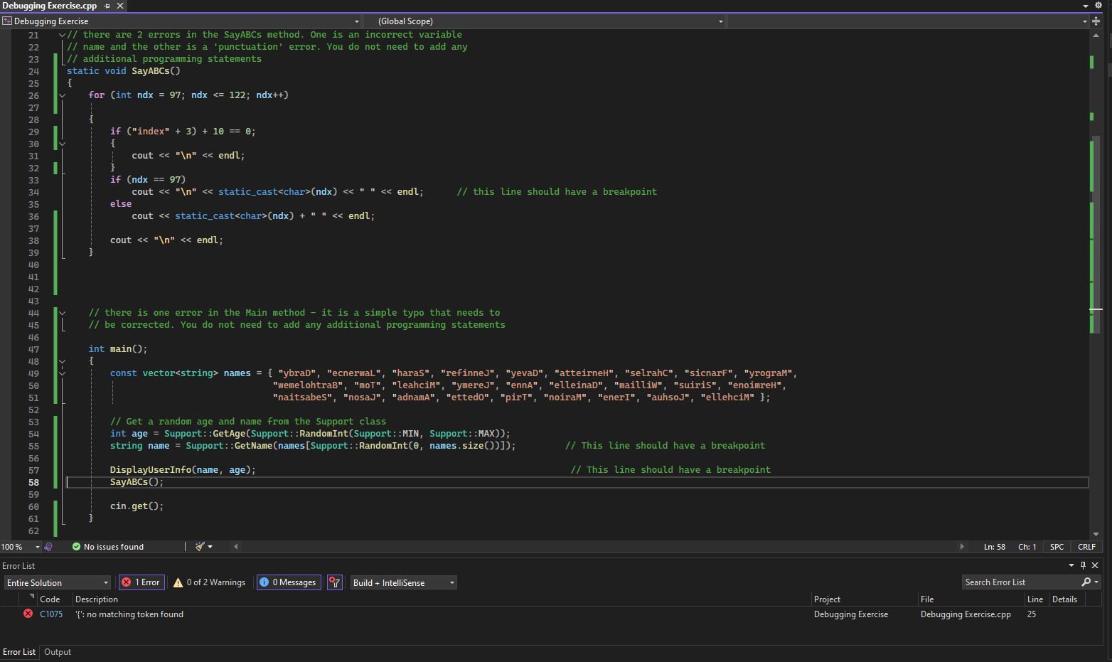  how do I fix error code C1075 