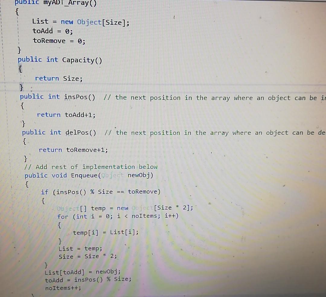  Implementation of Max Queue using Array: MyADT_Array has to be sorted