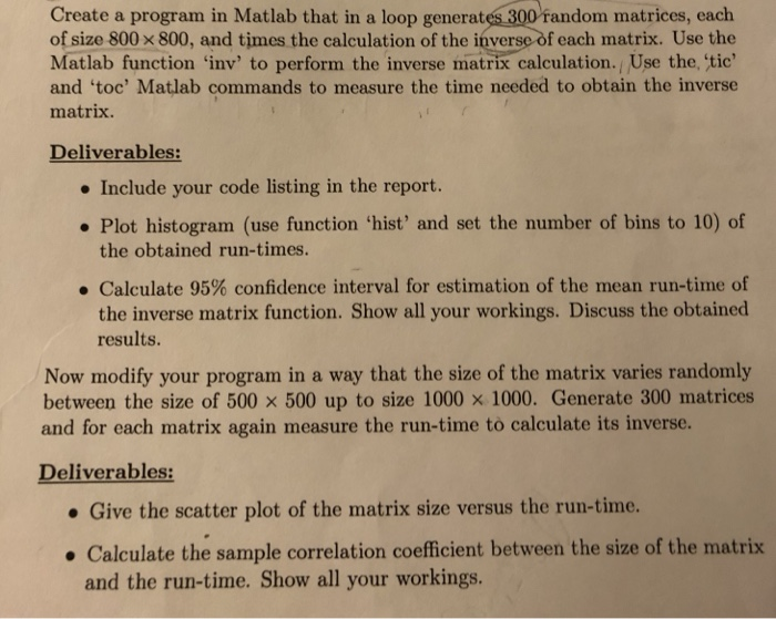  Create a program in Matlab that in a loop generates 300