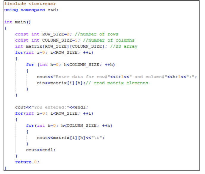 In C++ please- A two-dimensional array is an array of one-dimensional arrays.
