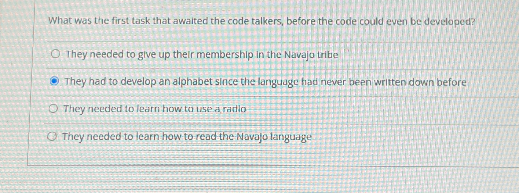  What was the first task that awaited the code talkers, before
