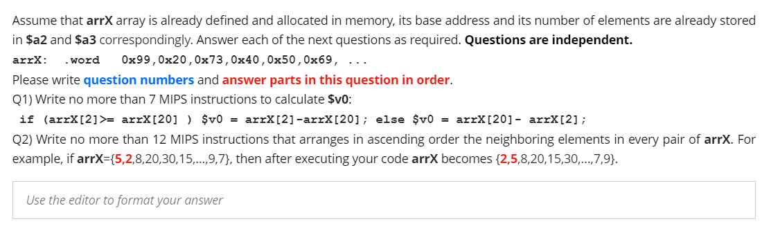 Assume that arrX array is already defined and allocated in memory,