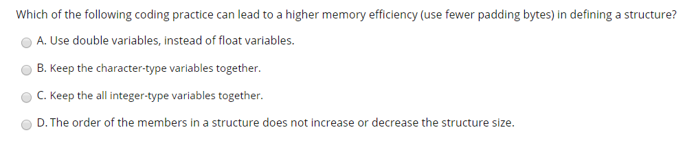 each O A. static object. B. variable. O C. heap object. D.