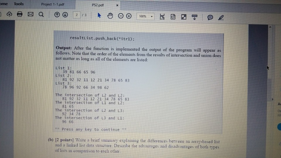 list API. CS two lists. Modify the List.epp file and implement details