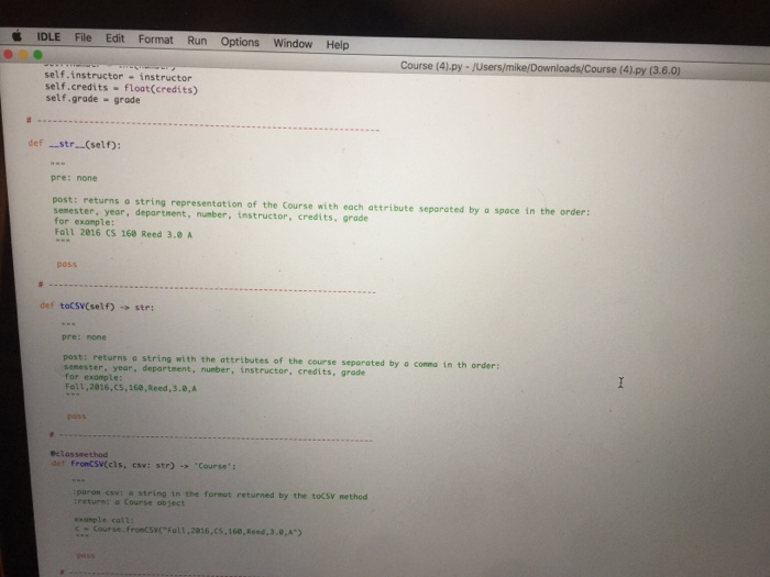  def --str-- (self) """ pre: none post: returns a string with