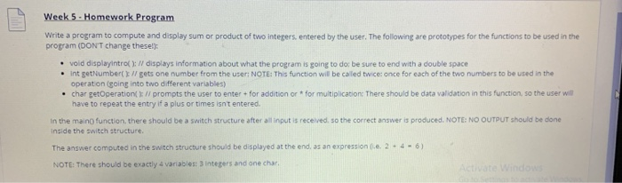  Week 5 - Homework Program Write a program to compute and