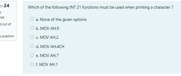 020Ch, 030Ch, 040Ch, 050Ch The contents of the AX register after execute