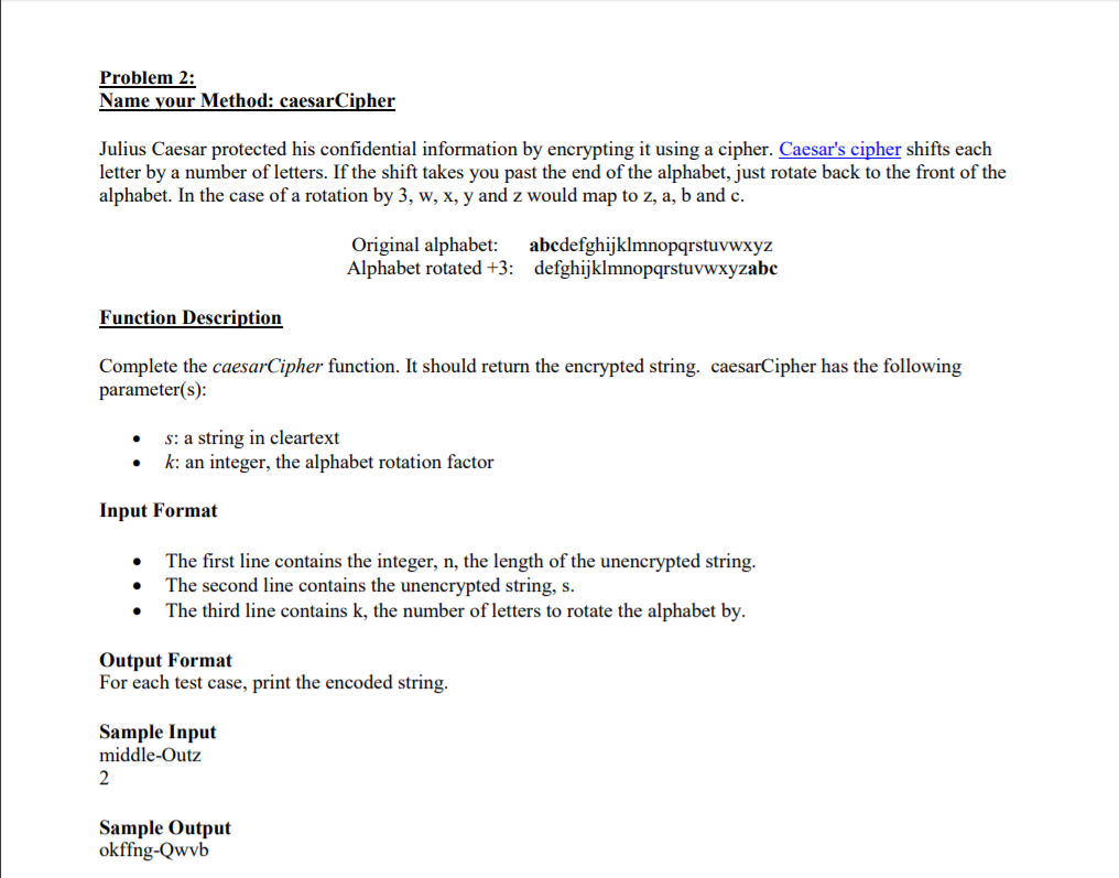 class Problem 1: Name vour method: marsExploration Sami's spaceship crashed on Mars!