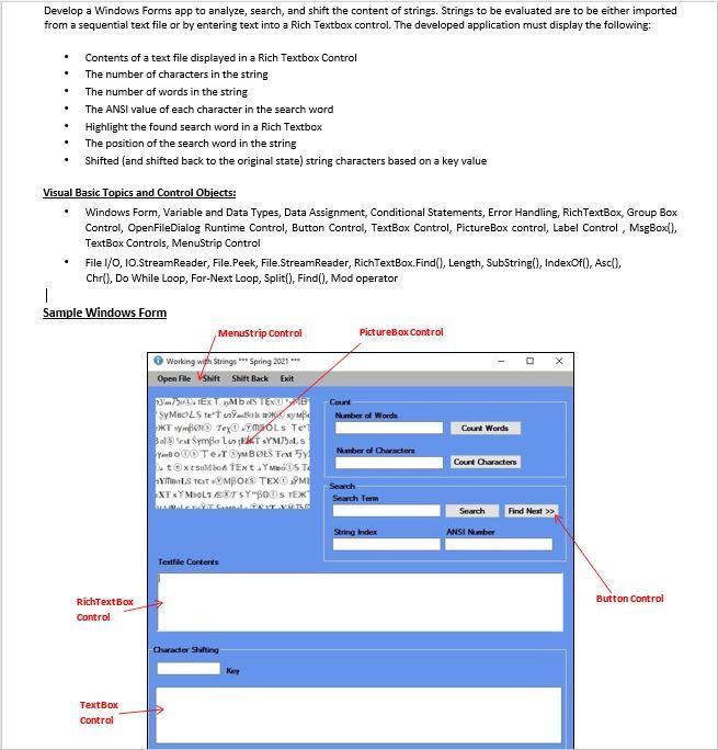  . . . Develop a Windows Forms app to analyze, search,