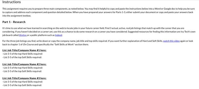  This assignment requires you to prepare three main components, as noted