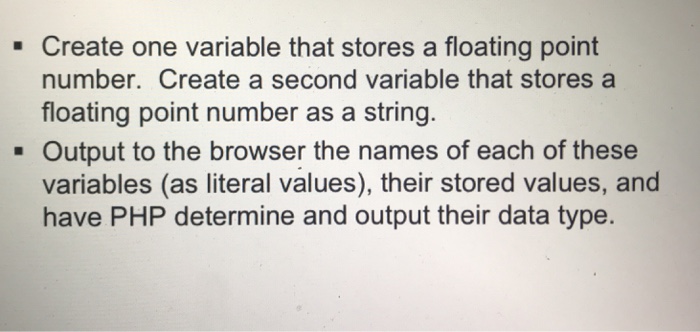  PHP code -Create one variable that stores a floating point number.