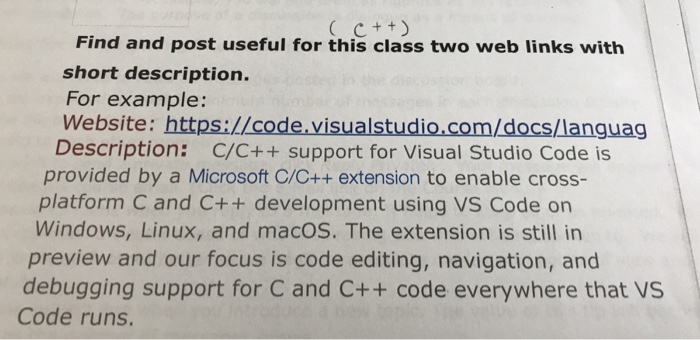  Find and post useful for this class two web links with