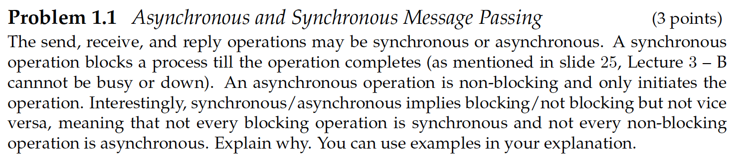Distributed Algorithm Problem Problem 1.1 Asynchronous and Synchronous Message Passing (3 points)