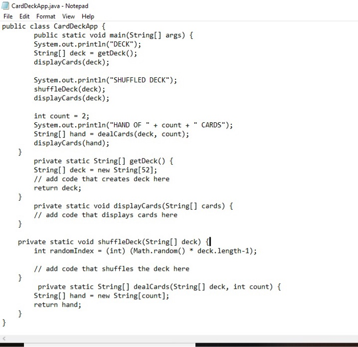 this exercise, you'll write an application that uses arrays and loops to